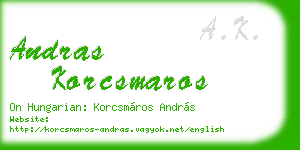 andras korcsmaros business card